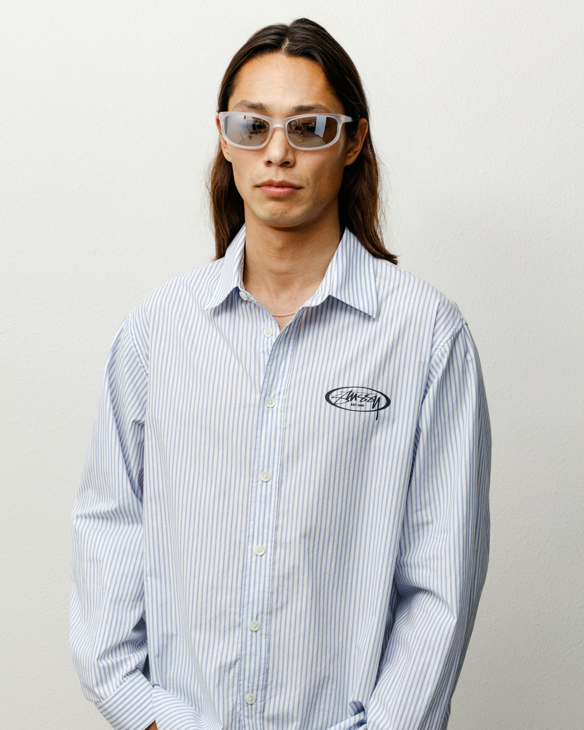 White Terry Glasses With Case- Stussy Julian Sunglasses – Frost Clear/Mirror Lens | Eyegear | Stüssy main image 2