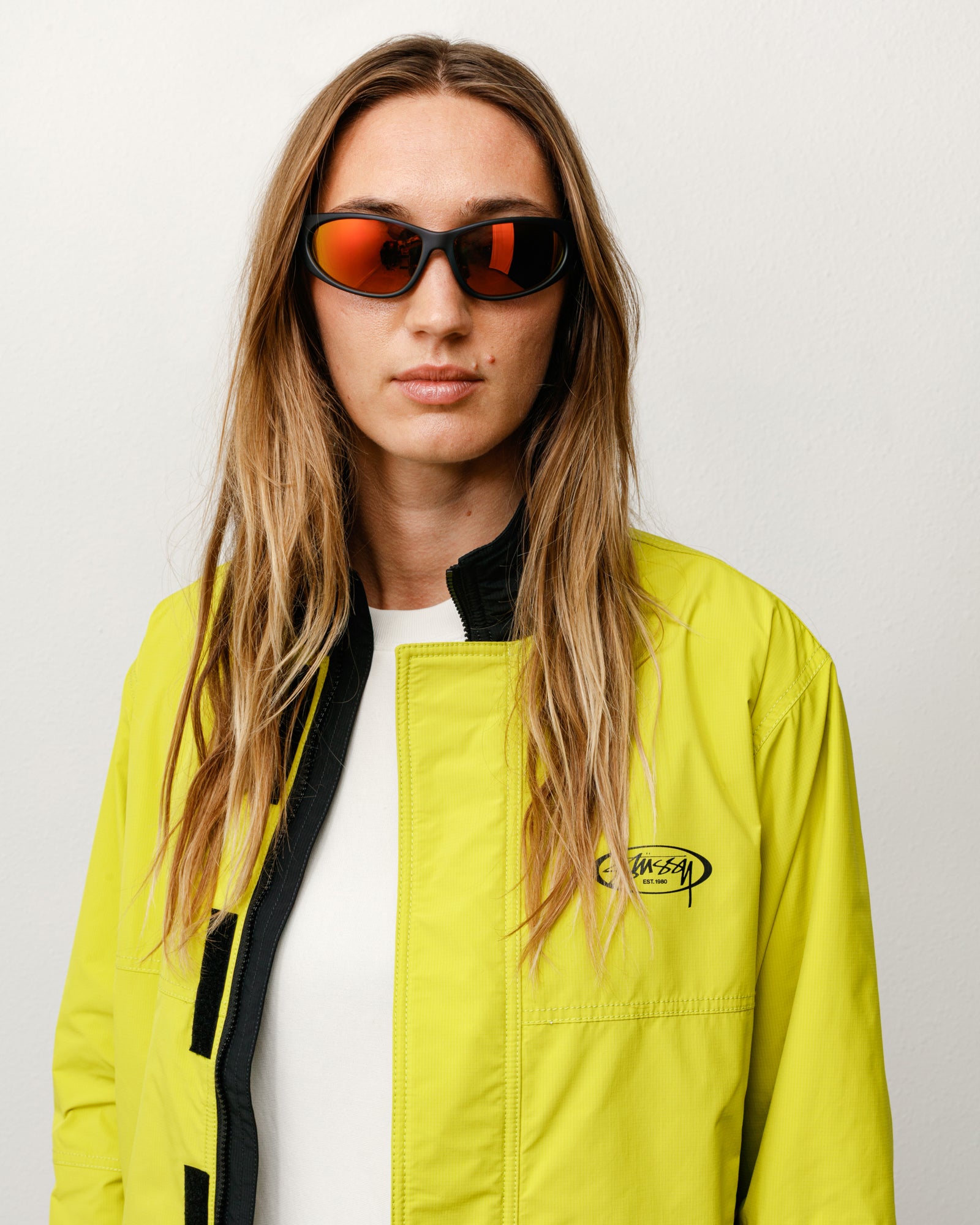Adrian Sunglasses – Frost Black/Orange Mirror Lens | Eyegear | Stüssy