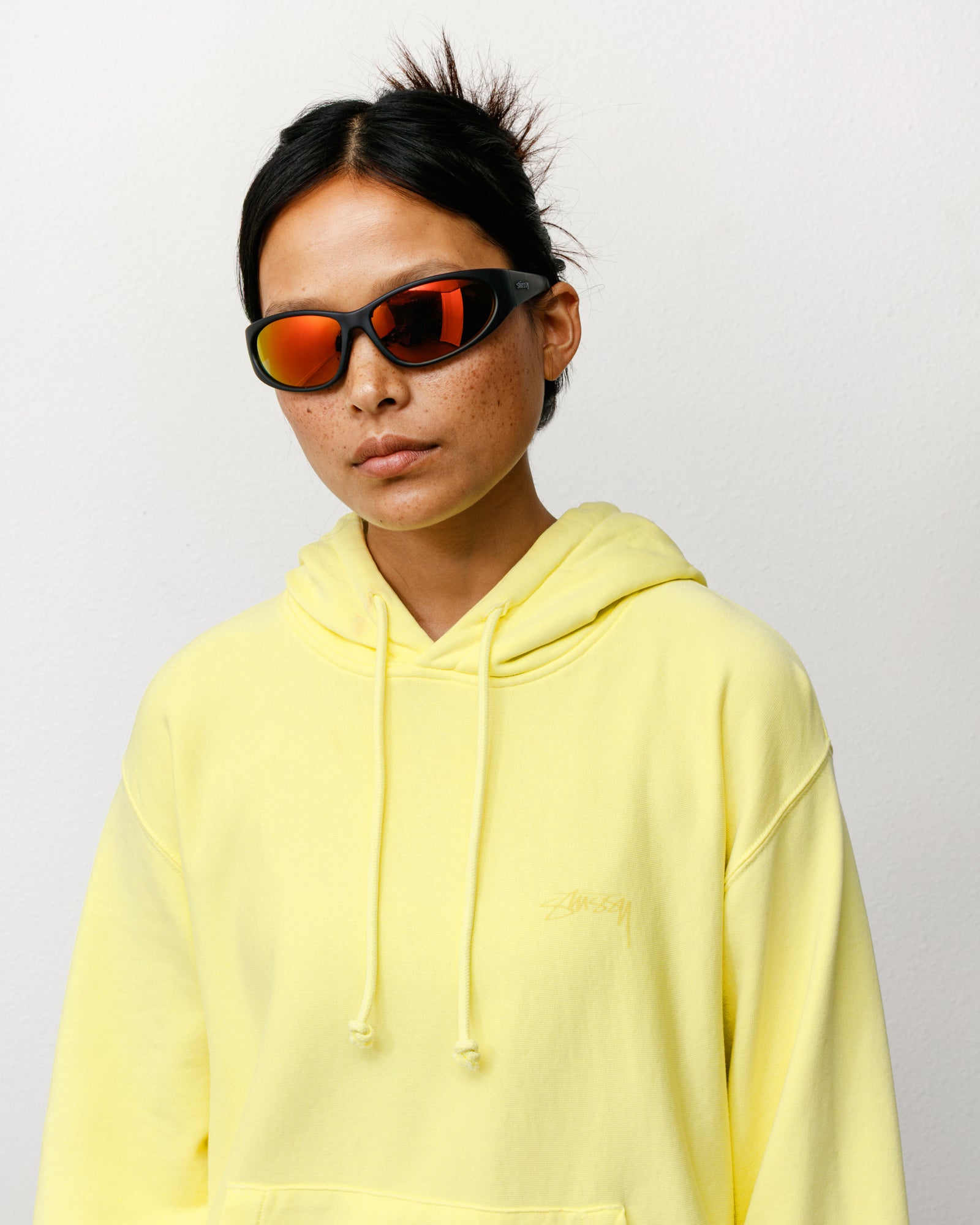 Adrian Sunglasses – Frost Black/Orange Mirror Lens | Eyegear | Stüssy