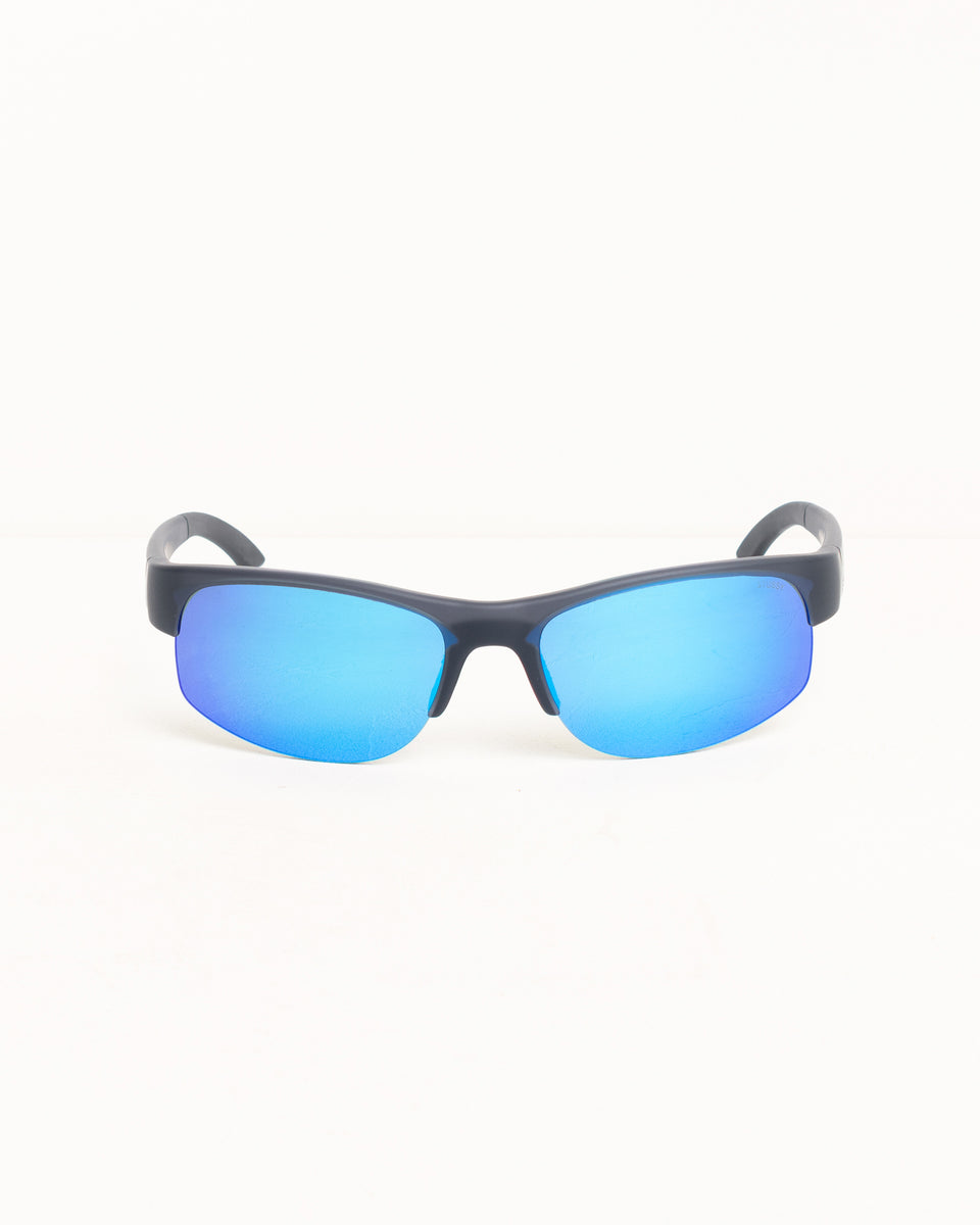 Hiro Sunglasses Unisex In Frost Black/blue Mirror Lens