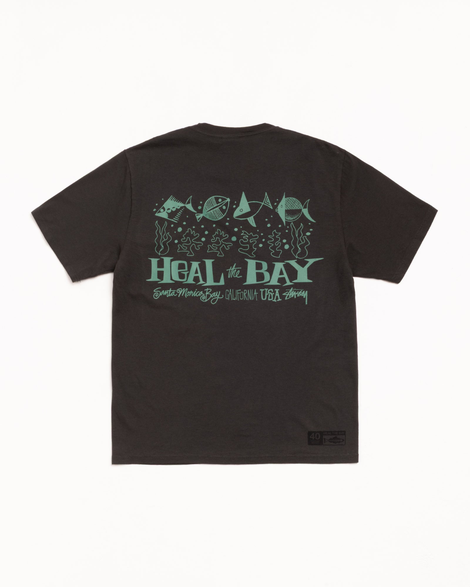 Heal The Bay 40 Tee Pigment Dyed – Faded Black | Tees | Stüssy