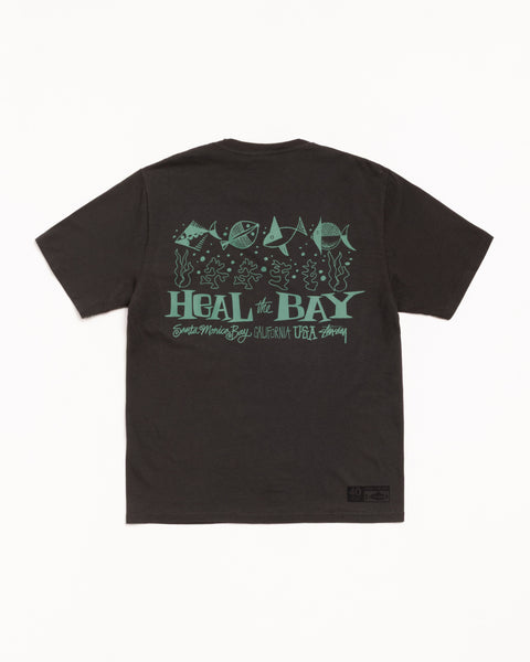 Heal The Bay 40 Tee Mens Short Sleeve In Faded Black