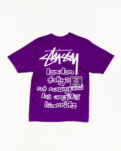 Stussy x Always Do What You Should Do purple garment detail