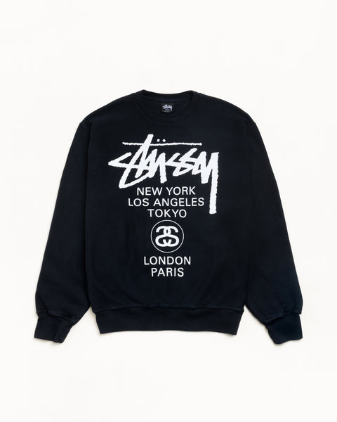World Tour Pig. Dyed Crew Mens Long Sleeve In Black
