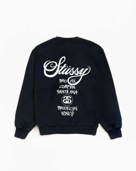 World Tour Pig. Dyed Crew Mens Long Sleeve In Black