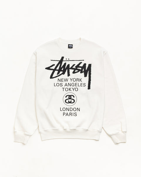 World Tour Pig. Dyed Crew Mens Long Sleeve In Natural