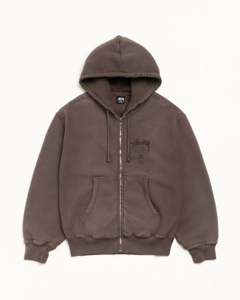 World Tour Sun Fade Zip Hood Mens Long Sleeve In Faded Brown