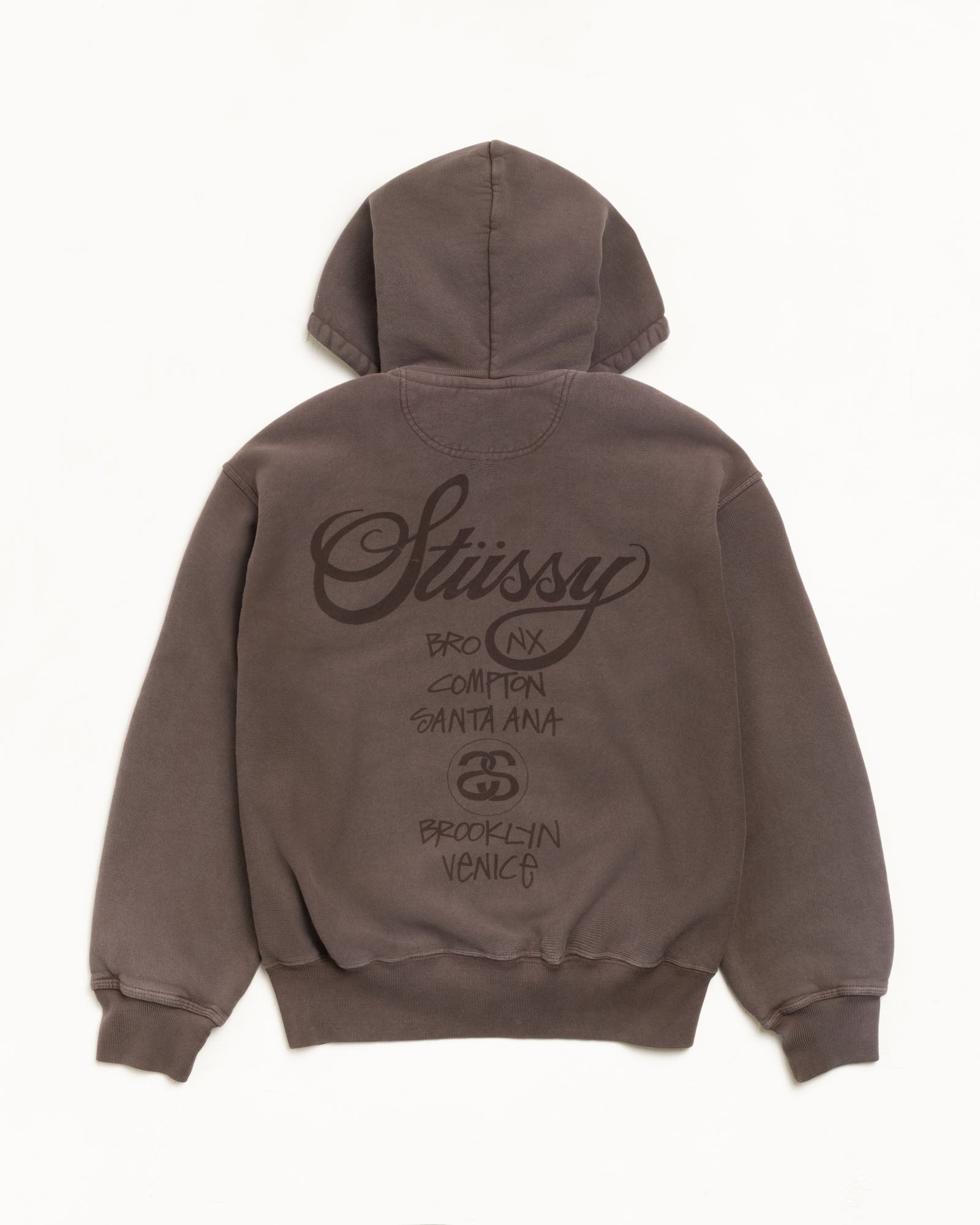 World Tour Sun Fade Zip Hood Mens Long Sleeve In Faded Brown
