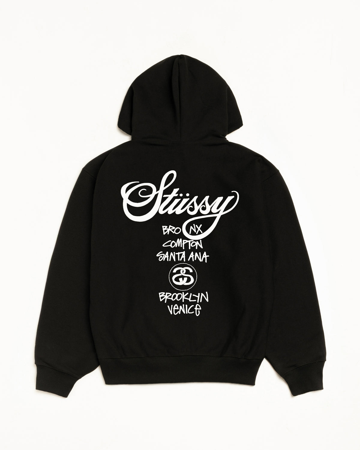World Tour Zip Hoodie – Black | Sweats | Stüssy
