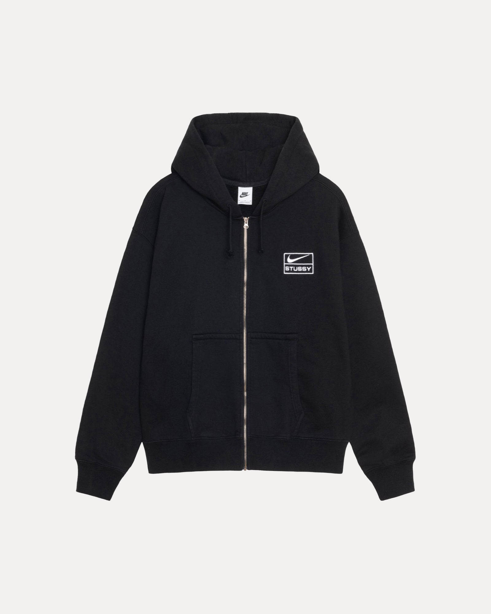Stüssy & Nike Stone Washed Fleece Zip Hoodie – Black