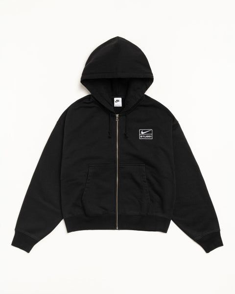 Stüssy & Nike Stone Washed Fleece Zip Hoodie – Black