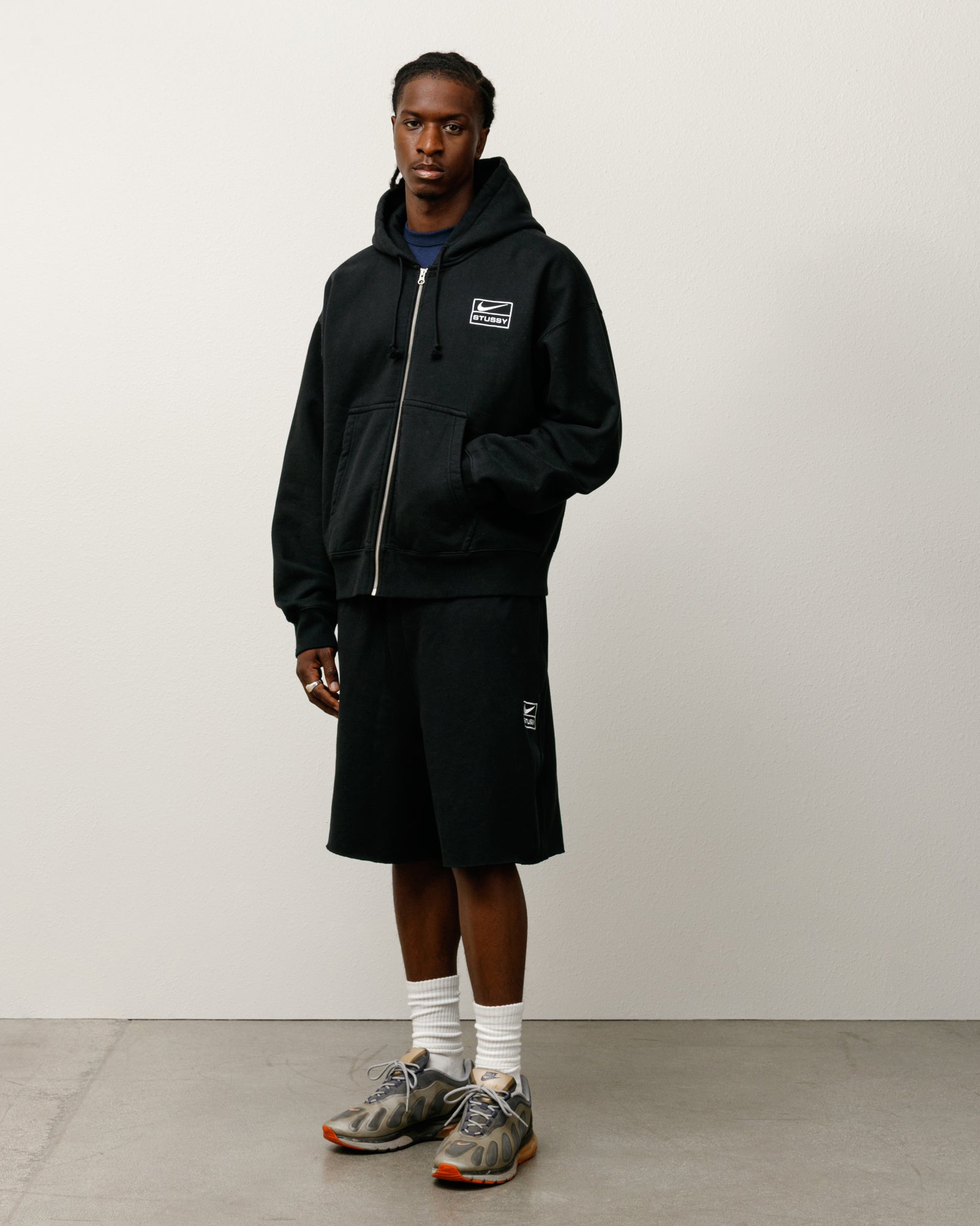 Stüssy & Nike Stone Washed Fleece Zip Hoodie – Black | Sweats | Stüssy