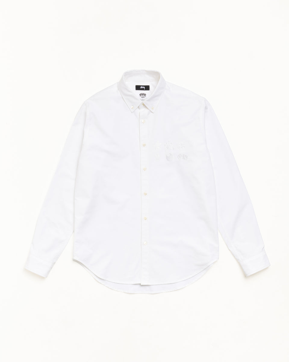 Button Down Shirt Unisex Long Sleeve In White