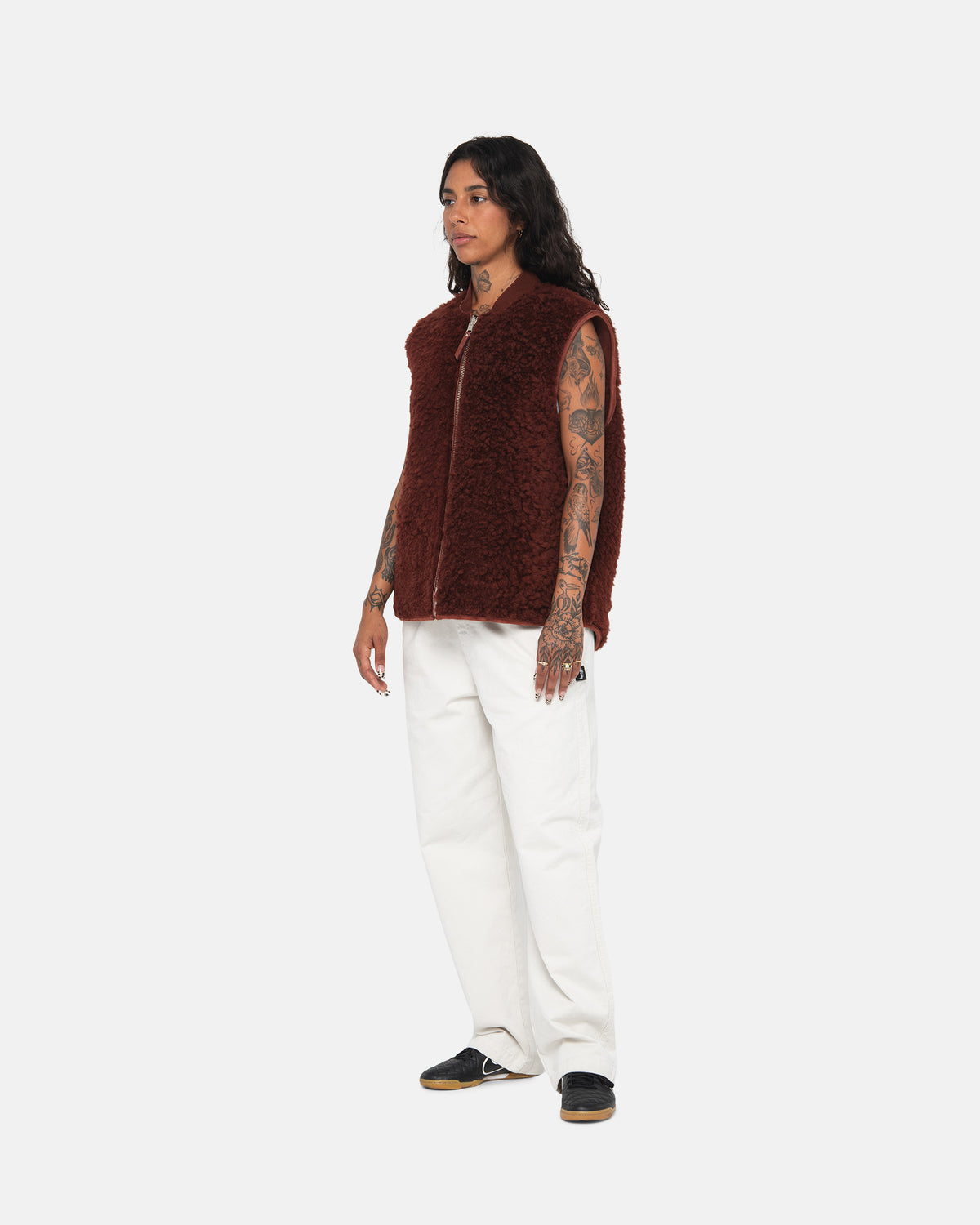 Reversible Shearling Workgear Vest in burgundy – Stüssy