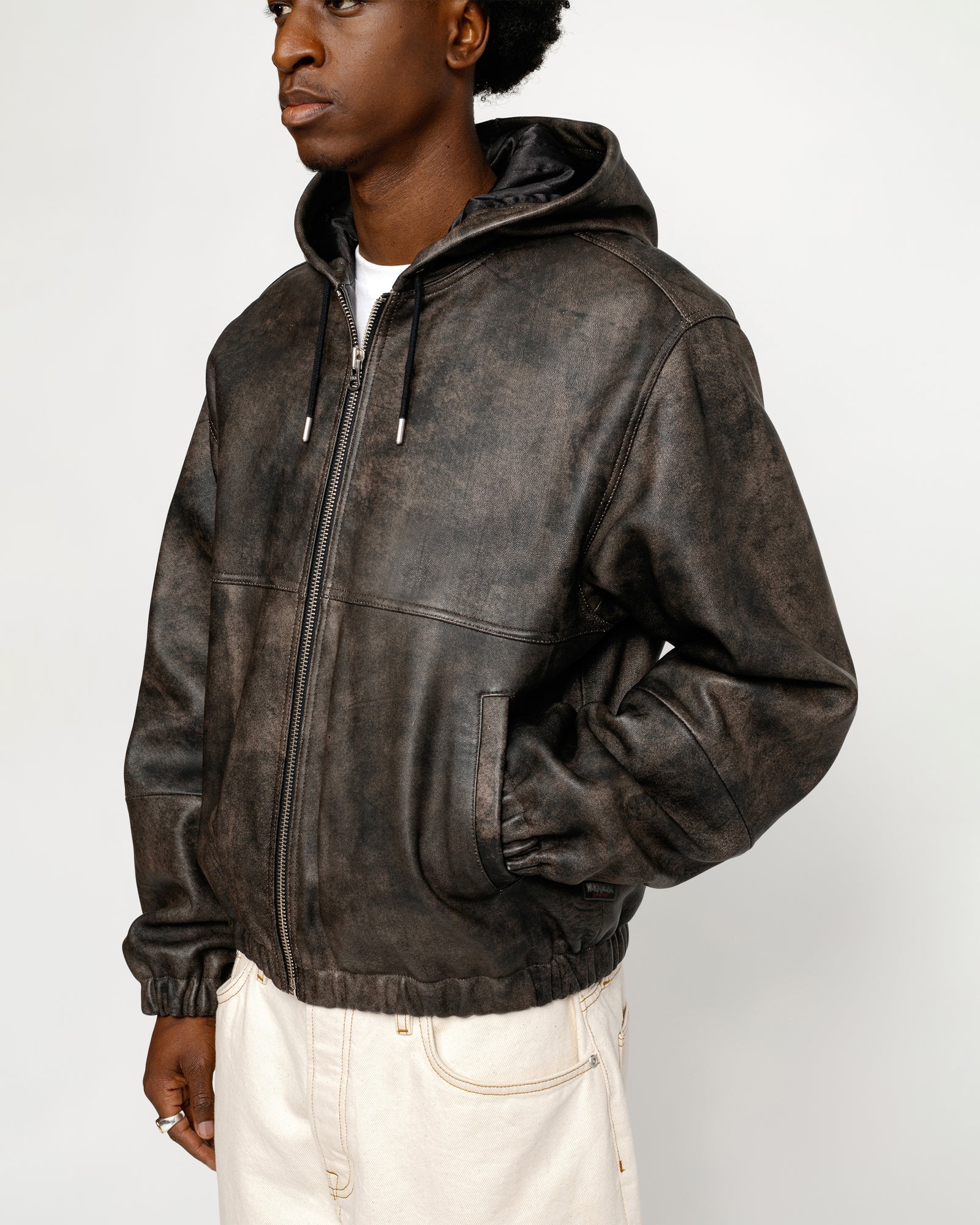 Work Jacket Stonewash Leather in washed black – Stüssy