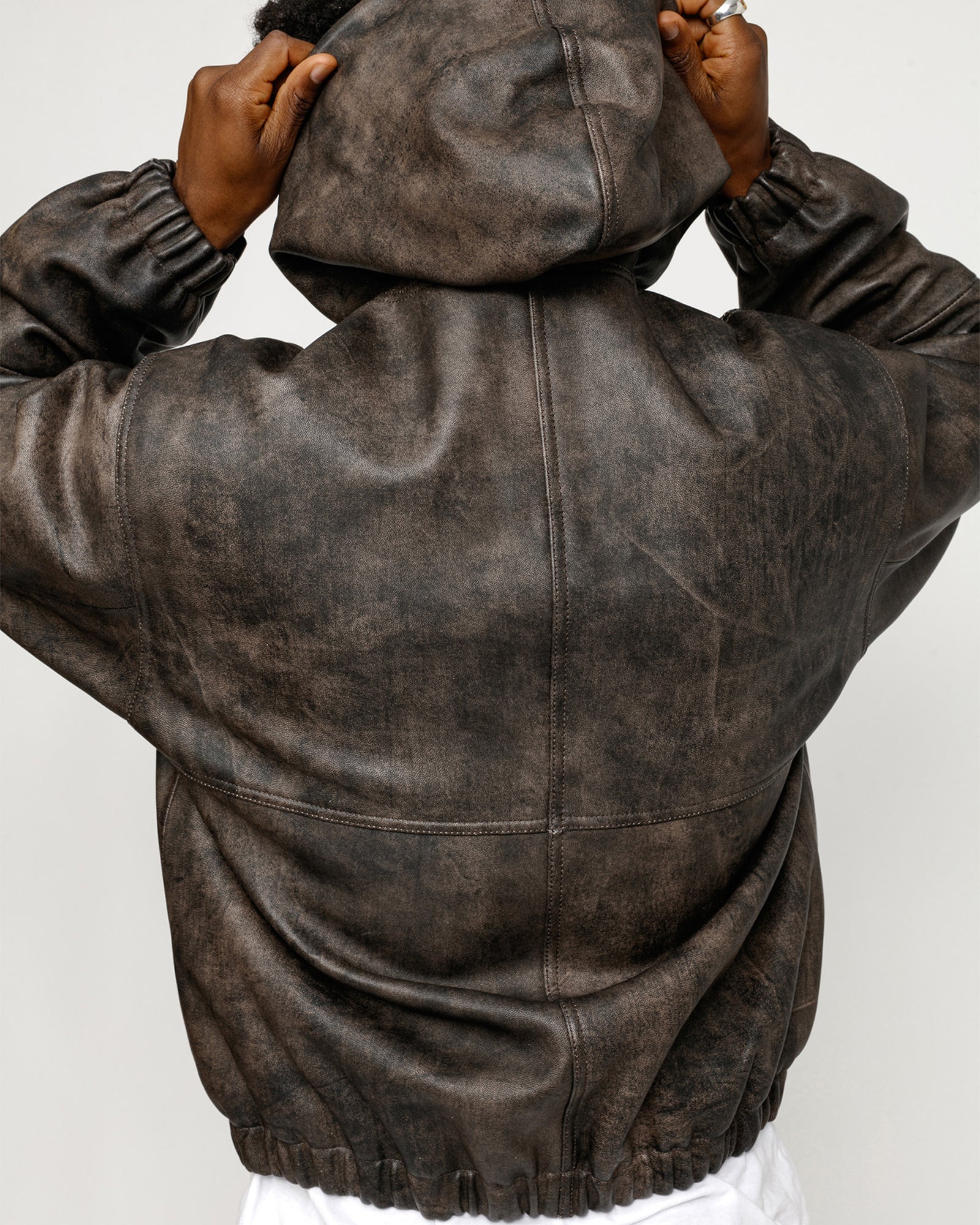 Work Jacket Stonewash Leather in washed black – Stüssy