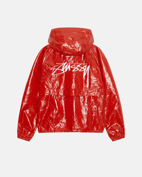 STUSSY BEACH SHELL COATED RIPSTOP RED OUTERWEAR