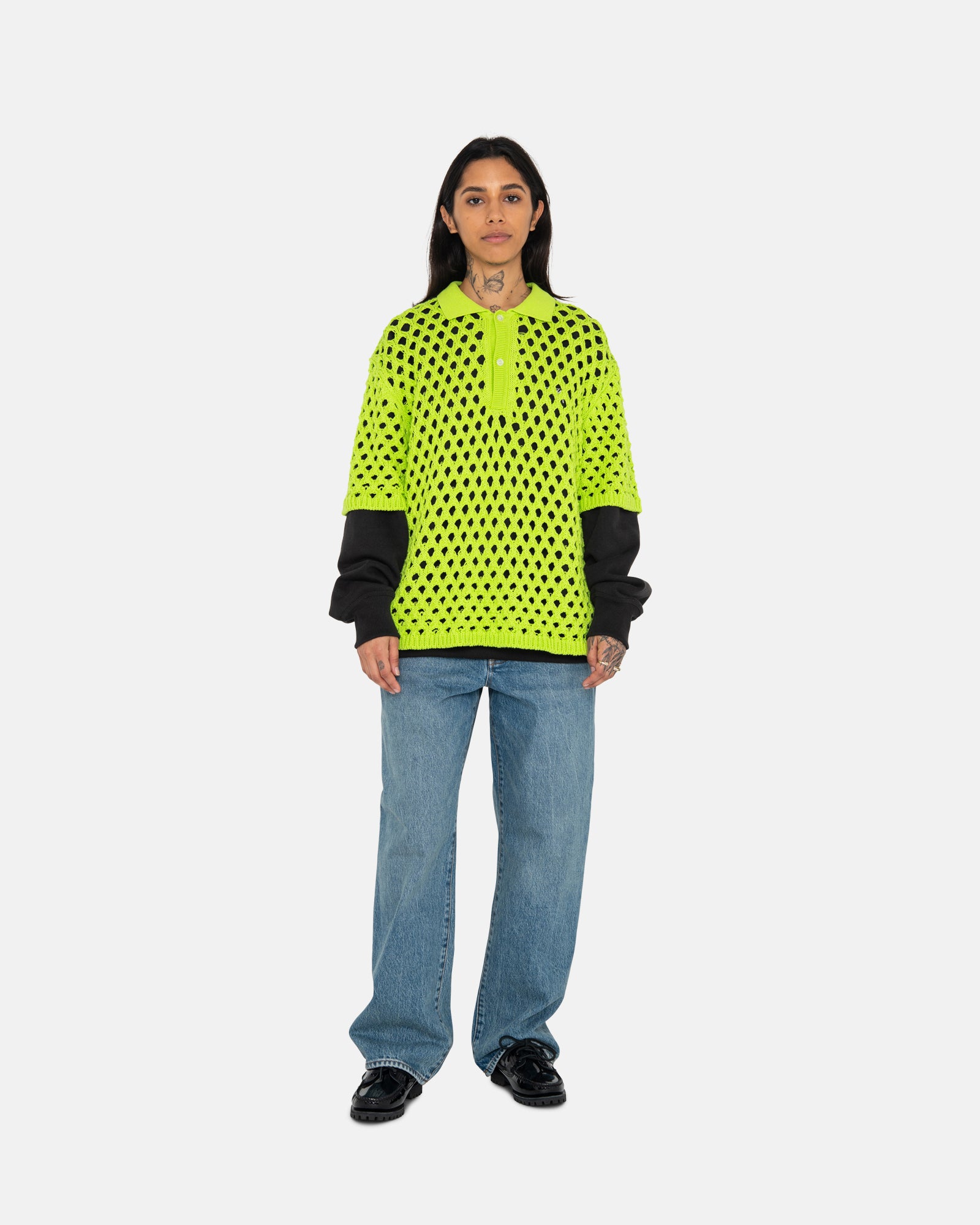 Big Mesh Polo Sweater - Unisex Sweaters & Knits | Stüssy