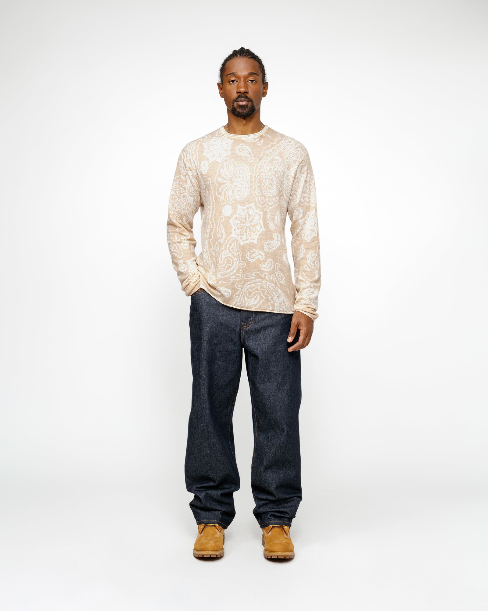 STÜSSY PAISLEY SWEATER NATURAL SWEATER
