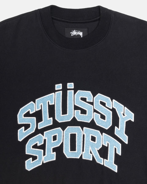 STÜSSY SPORT RELAXED OVERSIZED CREW WASHED BLACK SWEATS