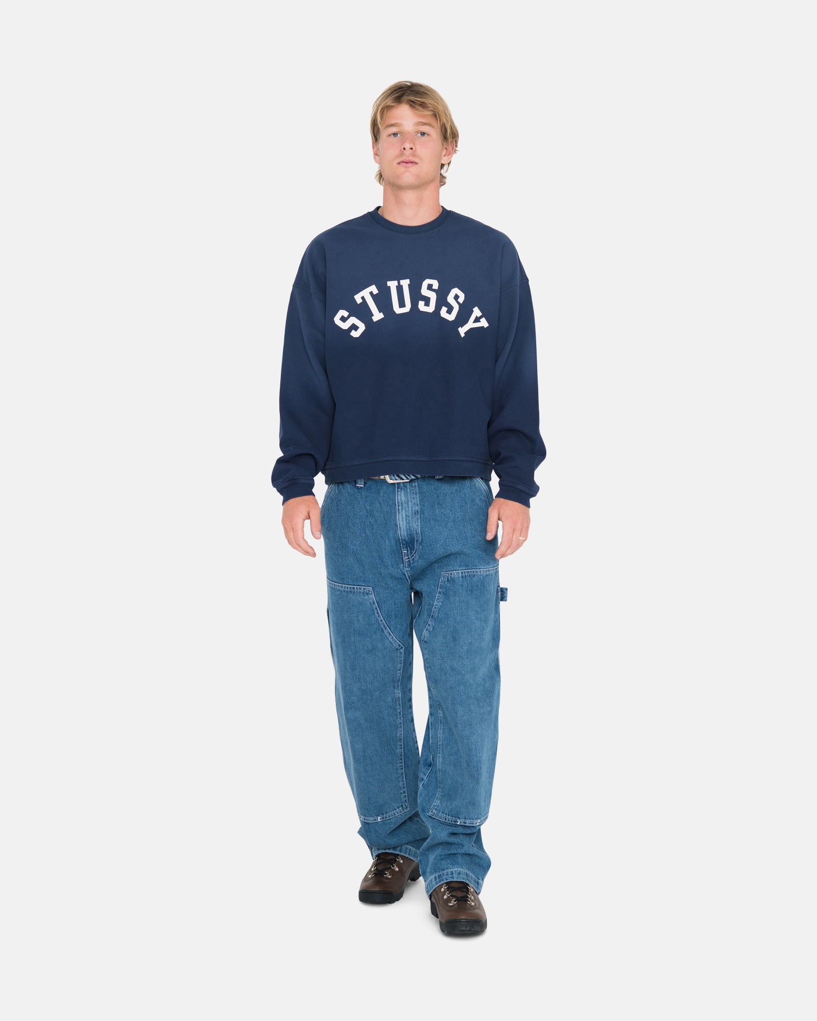 Stussy SUN FADED OVERSIZED CREW Navy XL-