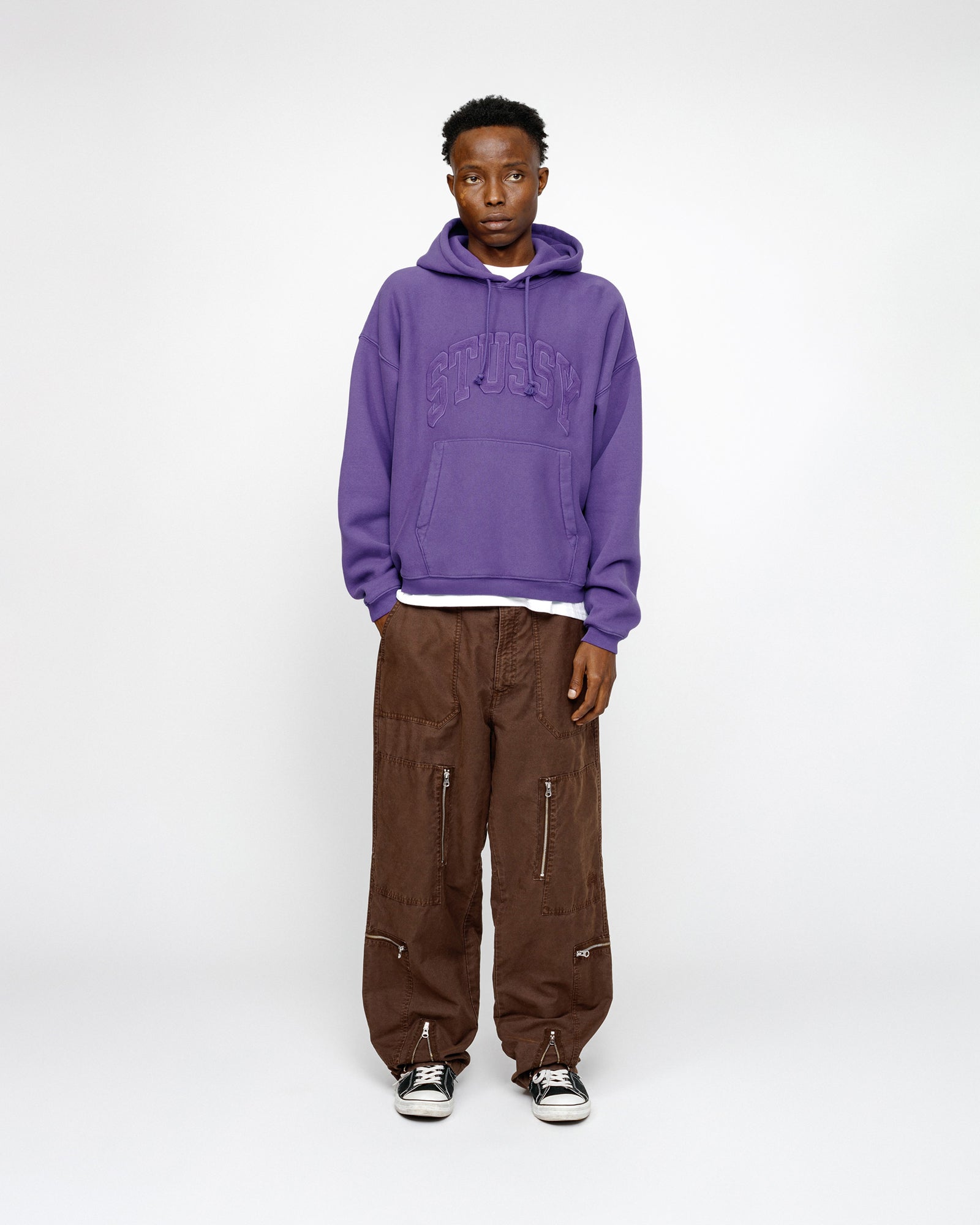 EMBROIDERED RELAXED HOODIE PURPLE SWEATS