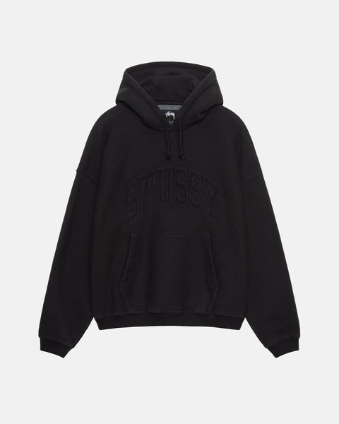 EMBROIDERED RELAXED HOODIE WASHED BLACK SWEATS