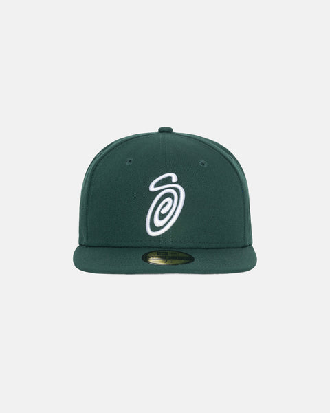 STÜSSY NEW ERA 59FIFTY CURLY S FOREST GREEN ACCESSORY