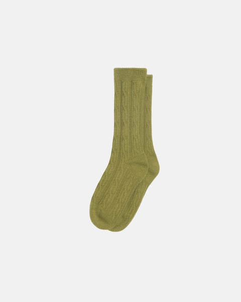 CABLE KNIT S DRESS SOCKS DARK LIME ACCESSORY