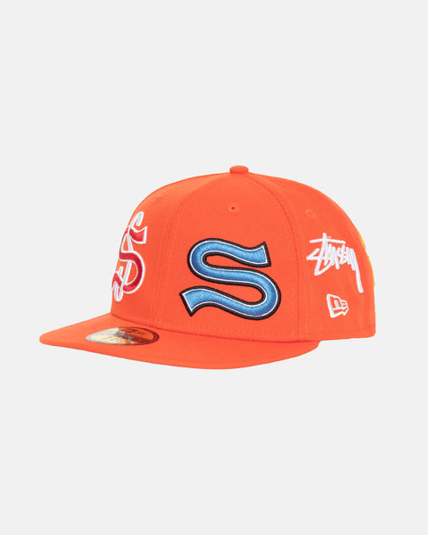 orange fitted cap